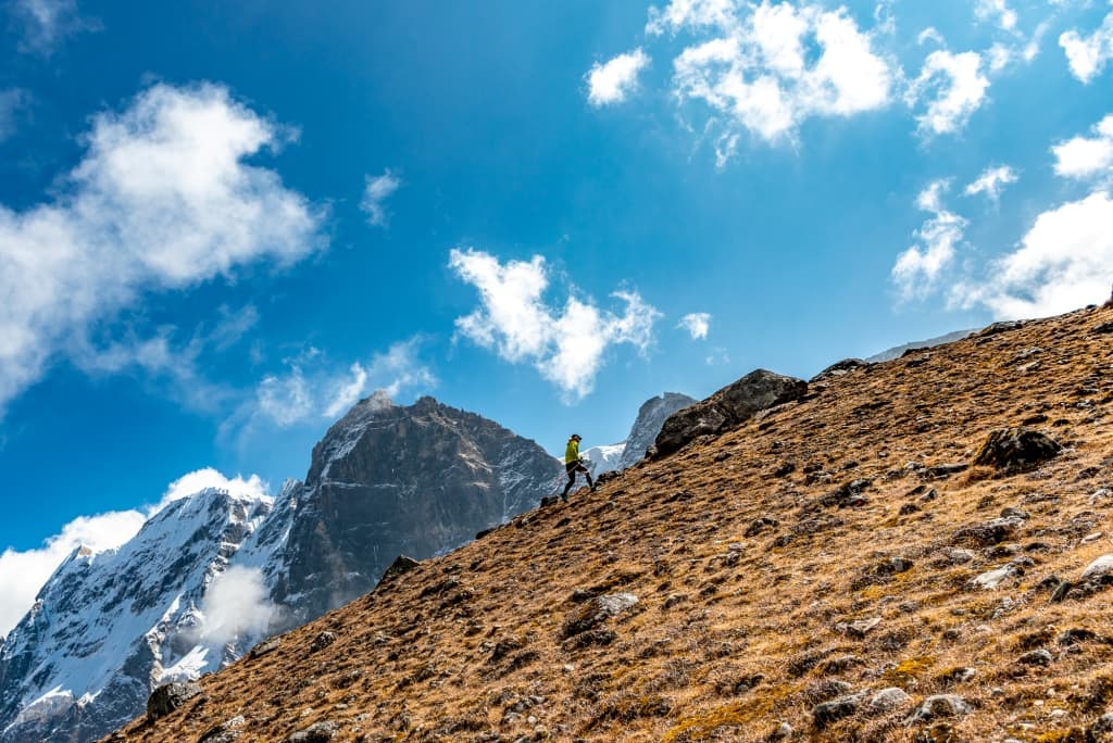 Hikers on the warm-up